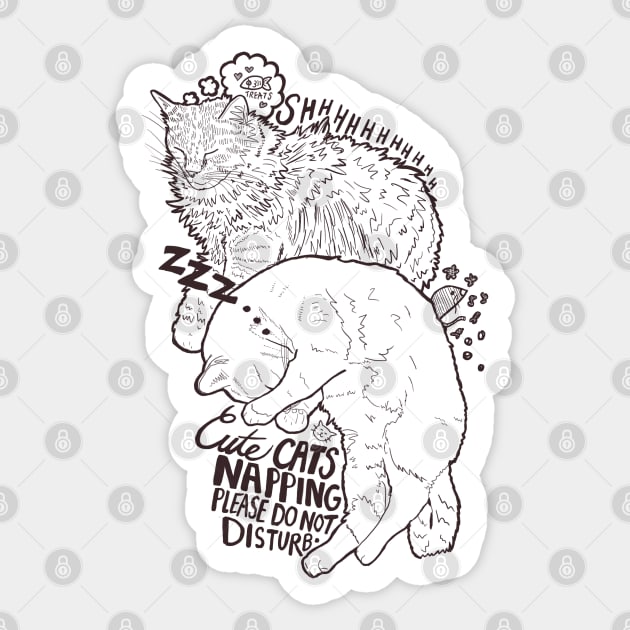 Cute cats napping please do not disturb Sticker by BecArtc
